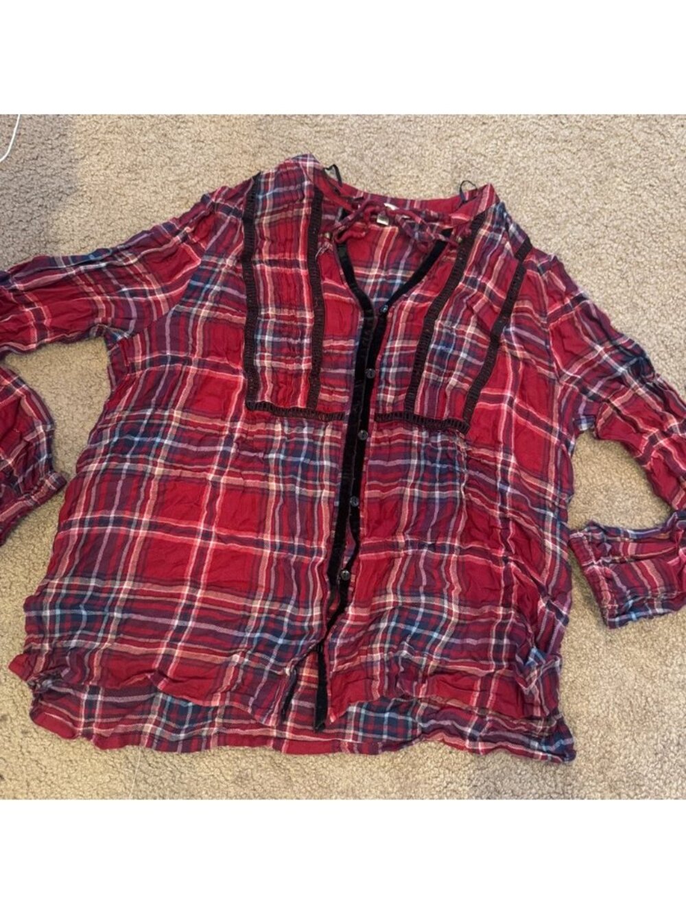 Seven7 Red Plaid Button Down Shirt